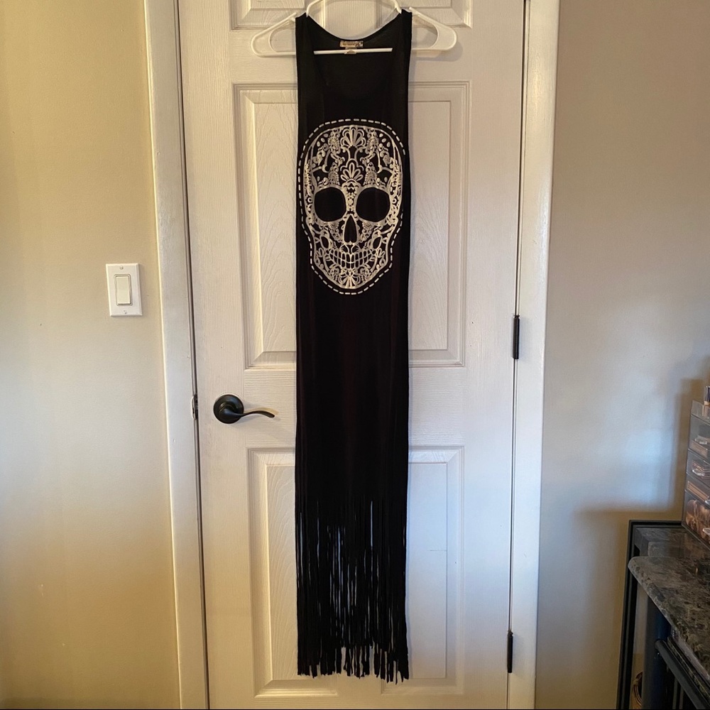 Skull Fringe Maxi Dress